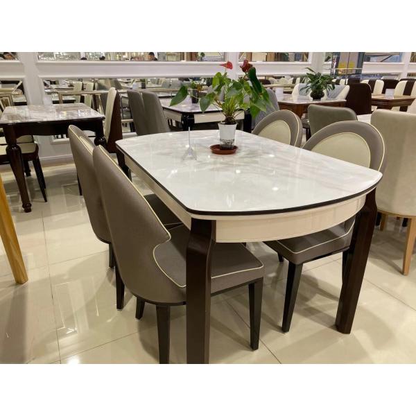 Scratch Proof Solid Oak Dining Table Set , Faux Marble Dinette Sets For Small