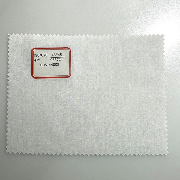 Pocket Fabric TC80/20 45*45 96*72 White Bleached Interlining Fabric