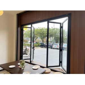 Folding Balcony Window Frameless Sliding Glass Bifold Window Single Glass Slim