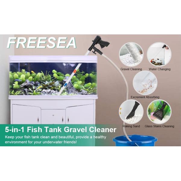 Plastic Fish Tank Gravel Cleaner Aquarium Siphon Vacuum With Algae Scraper Water Flow Controller