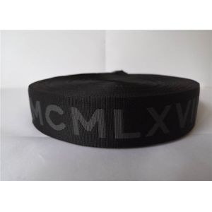 Wholesale 3.5 Cm Custom Jacquard Ribbon / Jacquard Tape Black Color Grey Words High Strength from china suppliers