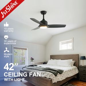China 42-Inch Matte Black DC Ceiling Fan with 3-Color LED Light and 6 Speeds Wind on sale