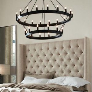 China Black 9/12/15/18/27/33 pcs E14 candle chandelier retro iron restaurant kitchen large chandelier(WH-VP-112) on sale