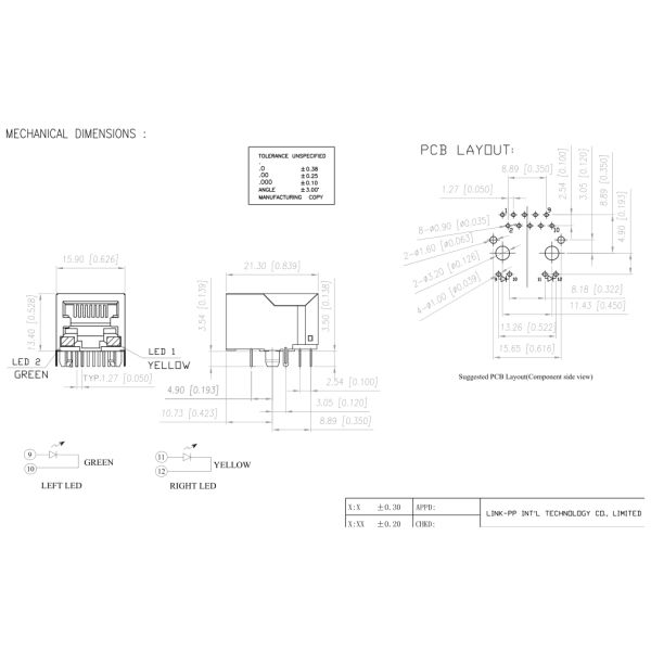 W / LED 10P8C POE RJ45 Jack Shielded , XMP-P25-10F0-GY-CT1