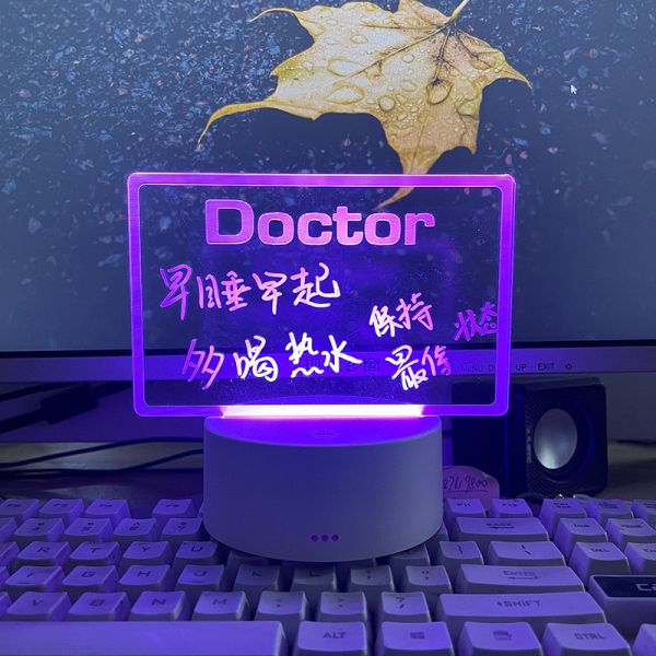 Bedroom Desktop Table Lamp Decoration DIY Rewritable 3D Night Light Message