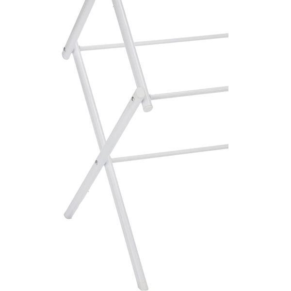 White Foldable Alloy Steel Clothes Drying Laundry Rack