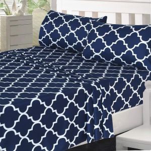 All-Season 4pcs Brushed Printing Microfiber Sheet Set with 133 * 60 Fabric