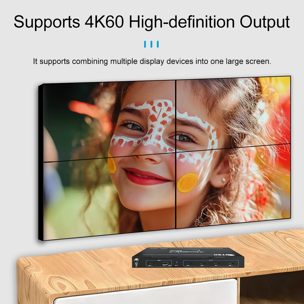 8K60 Multi-Screen Expander with 1 in 4 Out 4K60 HDMI Output and 8K60 Input