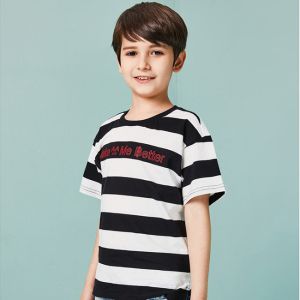China Two-tone Texture T-Shirt Kids' Clothes Short Sleeve Cotton Boys Clothing on sale