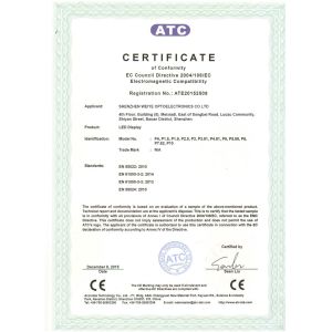 Shenzhen Weiye Optoelectronics Co., Ltd. Certifications