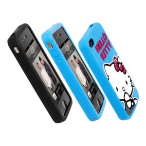 Black Hello Kitty Silicone Iphone Protective Case For IPhone 4 With Simple