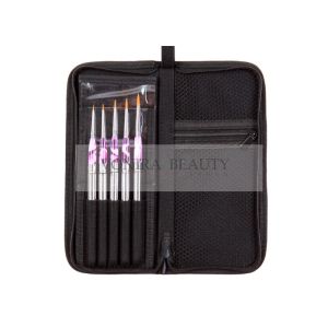 China Golden Nylon Hair Portable Package Professional Nail Art Brushes 5PC Watercolor Drawing Paint Art Brushes on sale