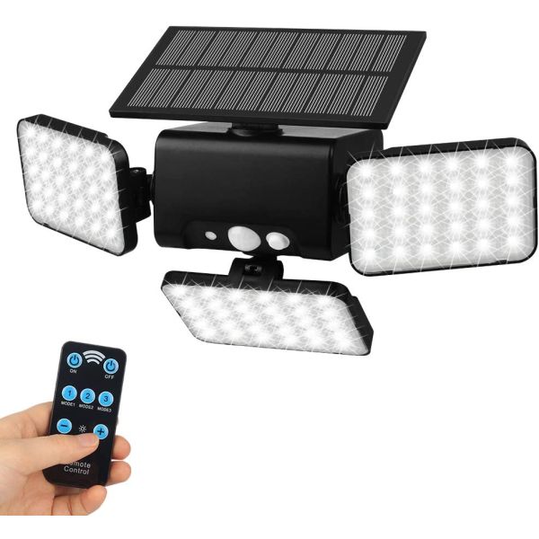Adjustable Heads 1000lm 260Pcs LED Solar Motion Sensor Wall Light Outdoor