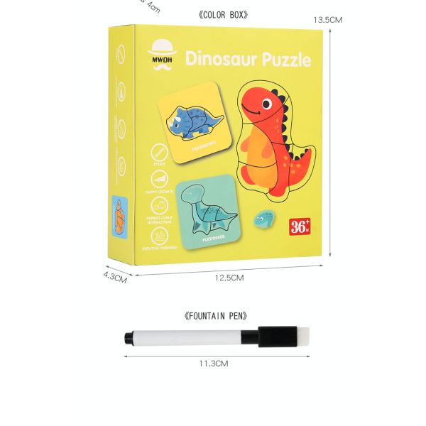 Muti Functional Cartoon Dinosaur Diy Drawing Montessori Educational Learning Jigsaw Puzzle Board Game Toys for Boys Girls