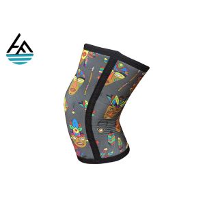 Gray Pattern 7 Neoprene Knee Sleeve , Waterproof Neoprene Knee Cap