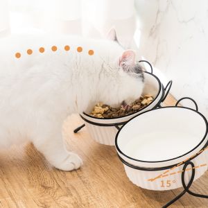 Custom Ceramic Custom Pet Bowls Feeders Rounded Shape With Shelf