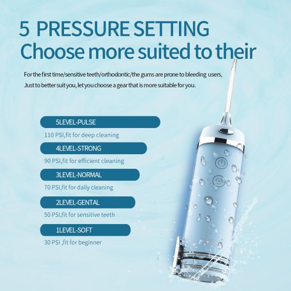 5 Modes 200ml IPX7 Electric Dental Water Flosser For Tooth Cleaning