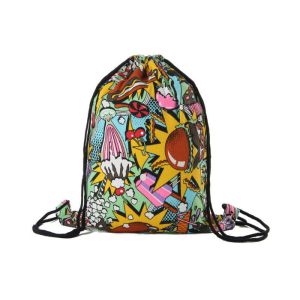 Custom Pull String Bags , Thermal Transfer Printing Canvas Drawstring Cinch