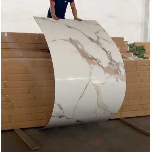 Glossy Marble Finish Bamboo Charcoal Board Veneer Wall Panel Modern Style