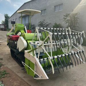 Riding Multifunctional Wheat And Rice crawler Harvester With Dual Header New