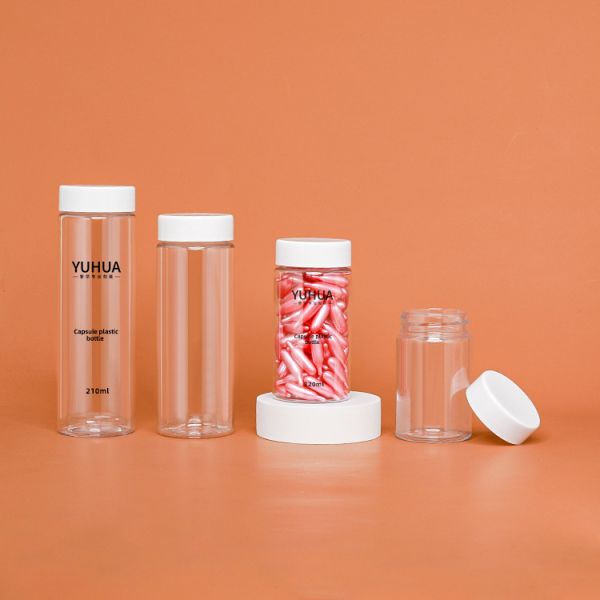 Quality cylindrical Plastic Bottle Pet Material With White Cap Empty PET Plastic Bottle for sale