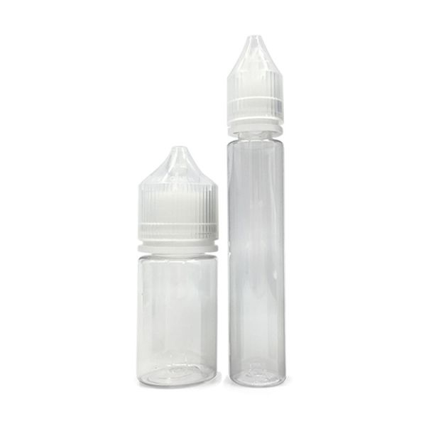 Round PET E Liquid Bottle With Childproof Screw Cap Transparent Custom Logo Various Capacities