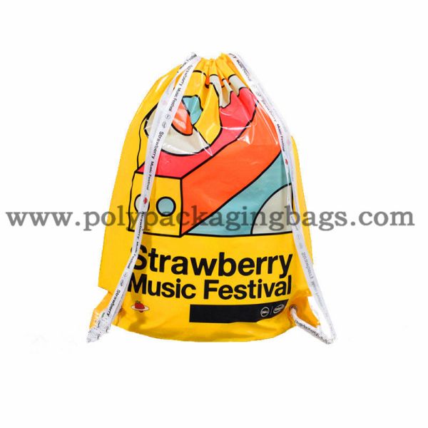 40L 0.05mm PE Plastic Drawstring Backpack For Clothing Drawstring Plastic Bags