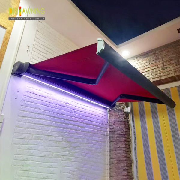 Quality Retractable Full Cassette Electric Awning With Remote Control LED Light for sale