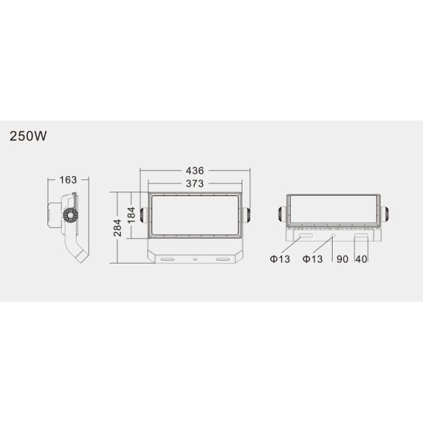 Rectangular 250W Led Sport Light Flood Stadium Light For Power Plant
