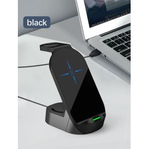 White 3 In 1 QI Wireless Charger Compatible with Compatibility Qi-enabled