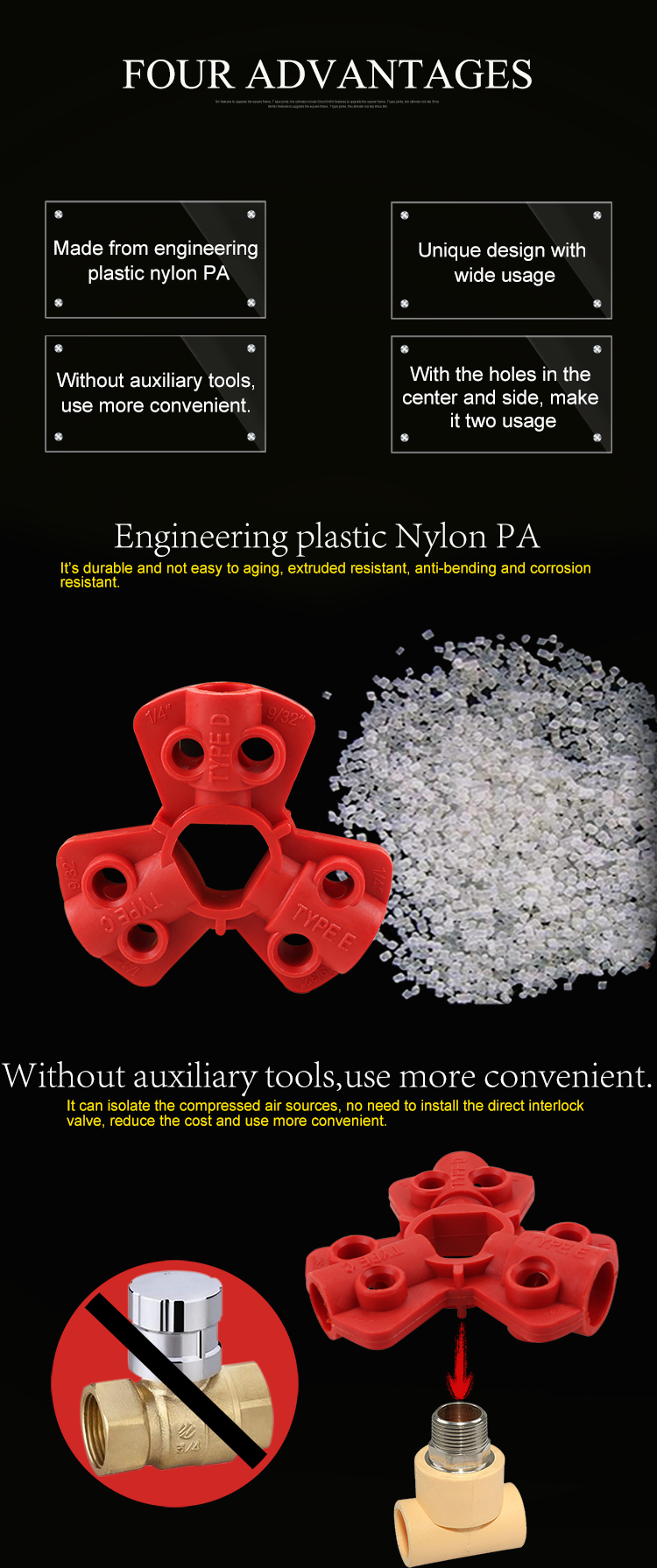 25G Pneumatic Quick Disconnect Lockout Impact Resistant Without Auxiliary Tools