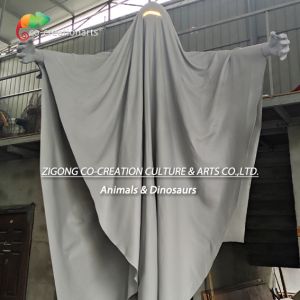 Mysterious Cloaked Figure Fiberglass Statue With Illuminated Forehead