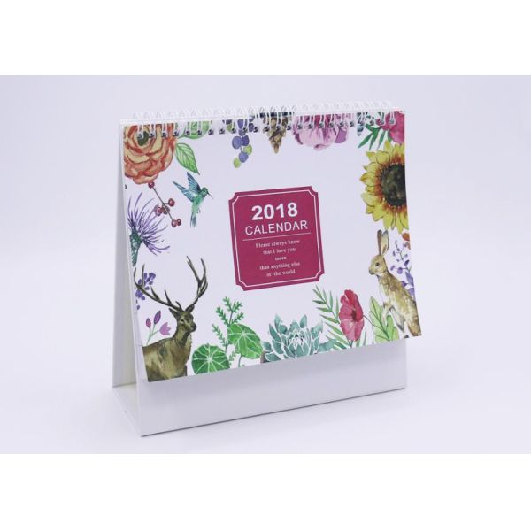 Paper Desk Calendar With Transparent Plastic Cover , 300gsm Business Desk