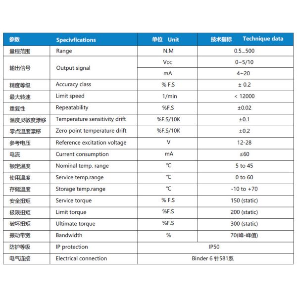 NS-NJ7 Series RoHs Dynamic Torque Sensor Torque Transducer 0 To 500Nm