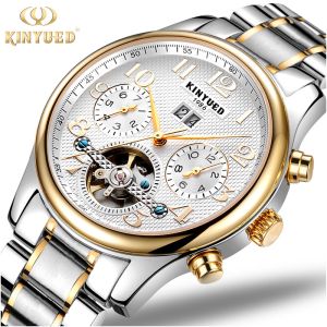 KINYUED Skeleton Mechanical Watch Analog Display Mens Mechanical Watches