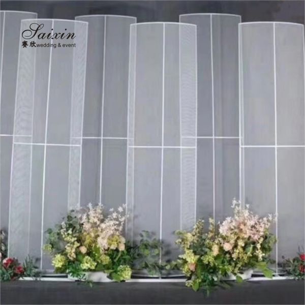 Custom Decoration Backdrop For Wedding Tall White Net Metal Frame Stand 257CM