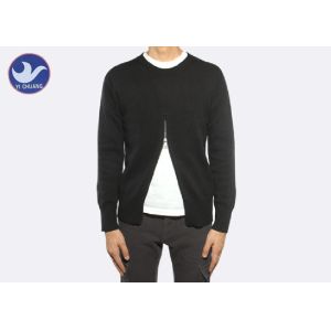 Custom Men's Knit Pullover Sweater , Mens Half Zip Jumper / Pullover Bottom Open