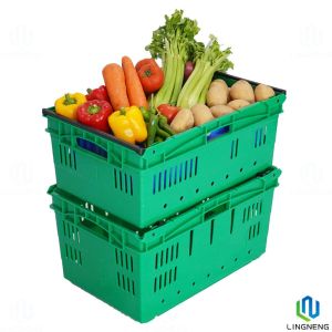 48L Nestable Plastic Crates , Stackable Plastic Harvest Crates