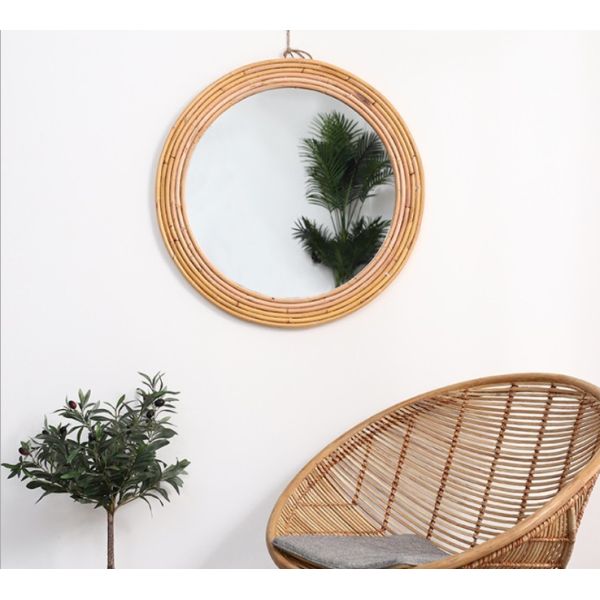 Natural Handmade Decorative Wall Rattan Mirror Modern Luxury home decorations