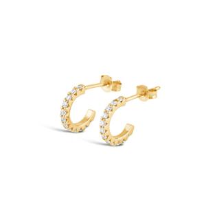 Handmade 18K Gold Plated Mini Cubic Zircon Small Open Hoop Earrings With