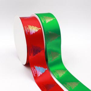 Green / Red Color Personalised Printed Ribbon Double Face For Christmas