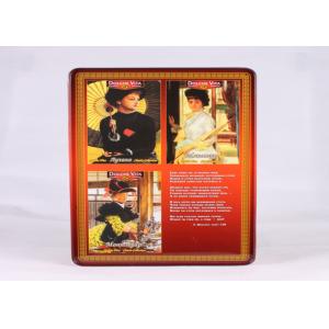 Large Rectangle Metal Fancy Food Packaging Tins Silver Lacquer Inside