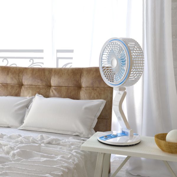 USB Battery Charge Portable Folding Table Fan With Cooling Air Function And LED Light