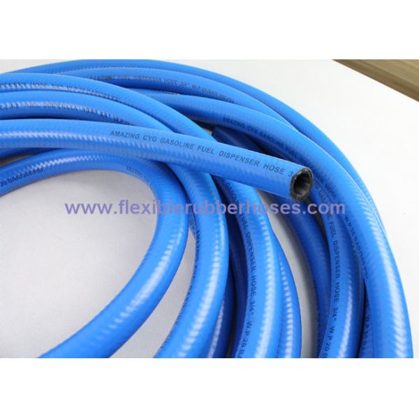 Blue Flexible Fuel Hose 30 Bar Single Wire For Gas Station , ID 3 / 4 Inch