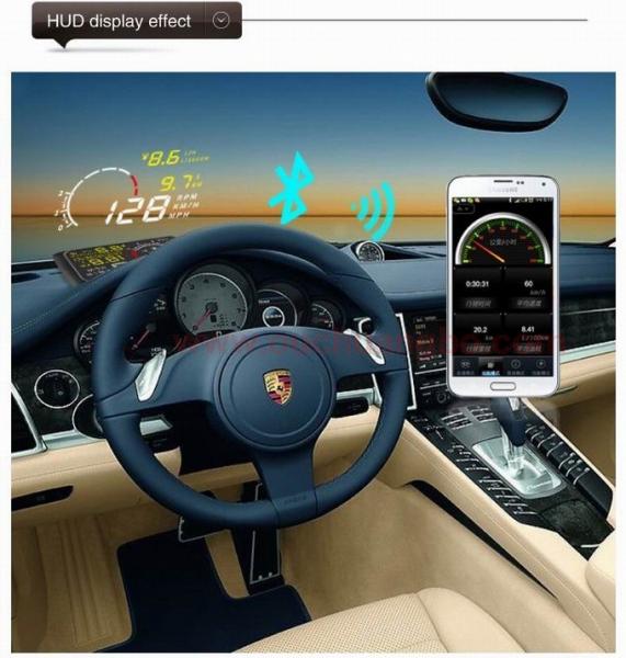 Ouchuangbo 5.5 inch multi colour auto HUD car head up display with bluetooht support refuel RPM icon speed alarm