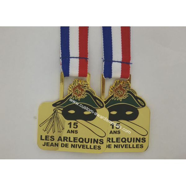 Personalized Enamel Medal Ribbons , Awards Karate Medals Die Casting