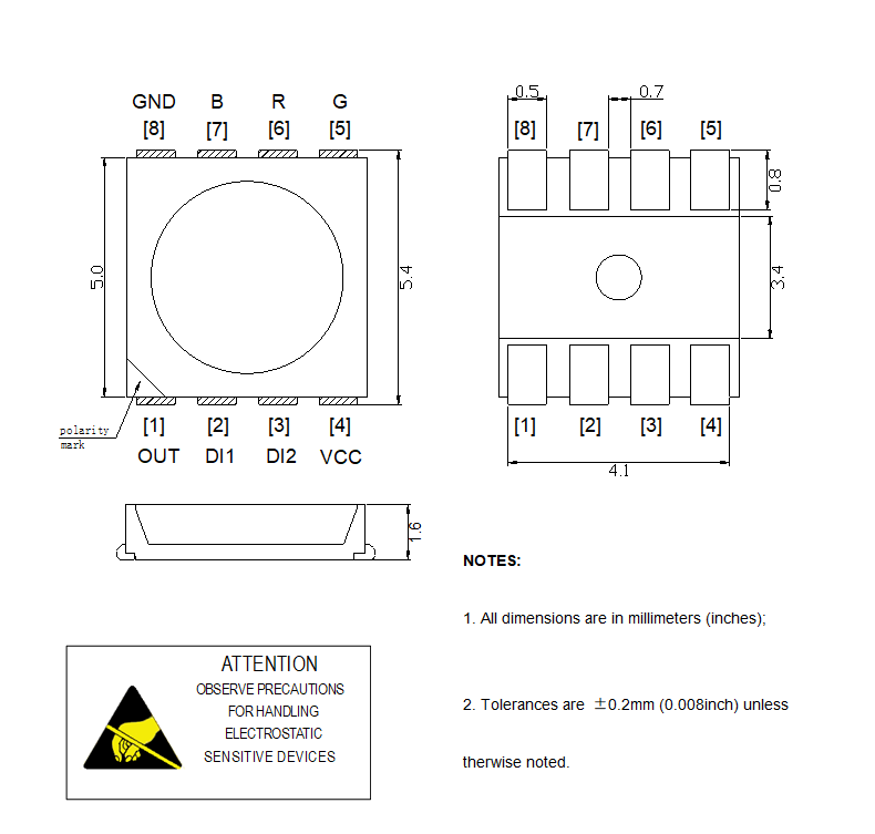 High Brightness P943 Led Chip Code 5050 Rgb Led Chip 18mA Diode