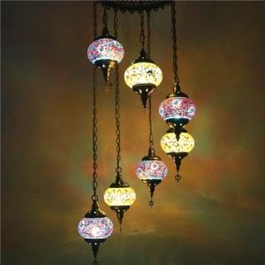 Long staircase chandelier turkish Glass handmade lampshade pendant light(WH-DC