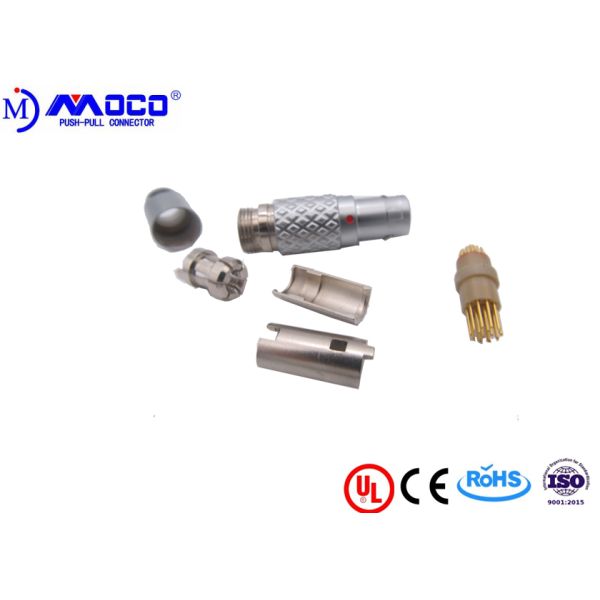 3 Pin Push Pull Electrical Connectors Right Angle Male / Straight Contacts Female