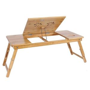 Folding Adjustable Bamboo Laptop Stand Desk Sustainable Wood Custom